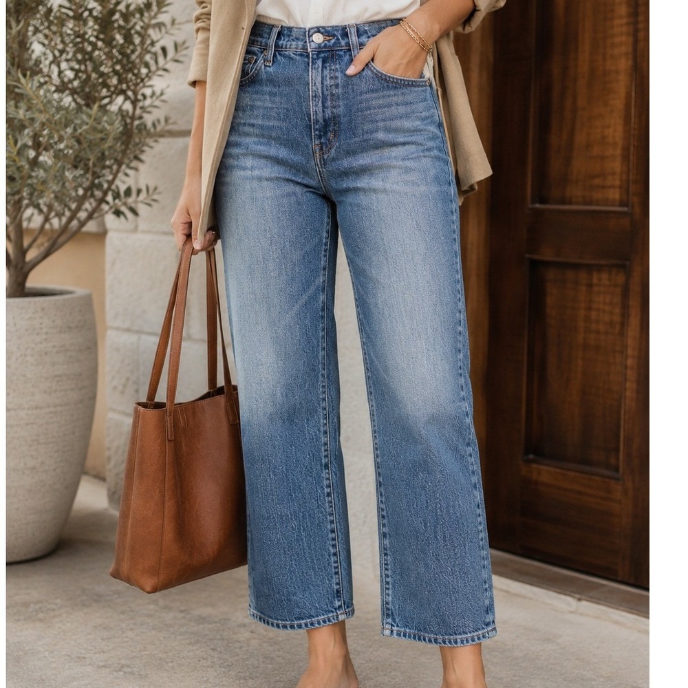 Madewell Classic Straight Jean Womens 27 High Rise Medium Wash Blue Denim Pants‎